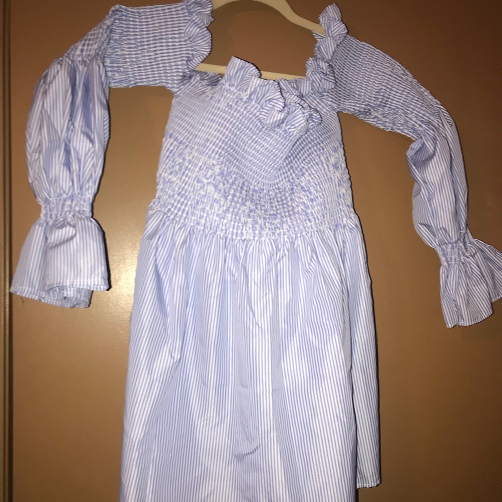 Off The Shoulder Ruffle Striped Blouse - Picture 2 of 3